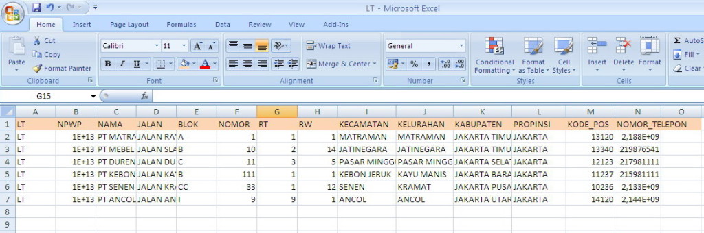 Download Form Faktur Pajak Excel